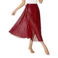 thumbnail image 2 of Kaerm Women Sheer Ballet Wrap Skirts Solid Color Flowy Skirts Lace-up Apron Dance Skirts Burgundy One Size, 2 of 6