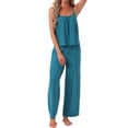 thumbnail image 2 of INSPIRE CHIC Women's Pajama Set Pleated Cami Top and Pants Knit Stretchy Soft Summer 2026 Lounge Sets with Pockets 2XL Blue, 2 of 5