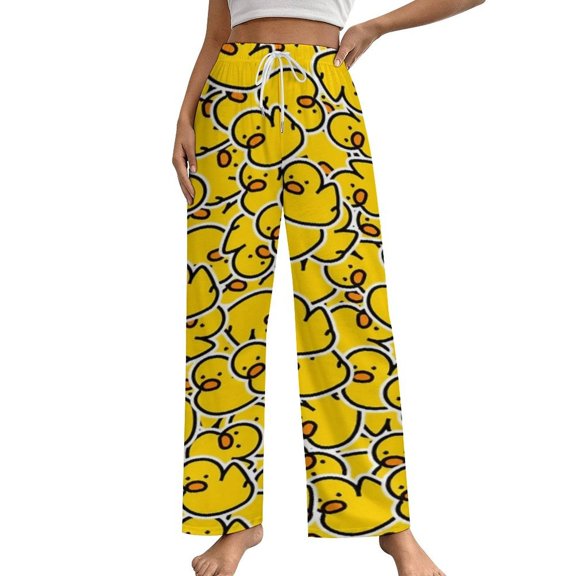 A Big Bunch of Yellow Rubber Ducks Pajamas For Women Loose Retro Night Pajama Pants Comfortable Sleepwear Bottoms Homewear