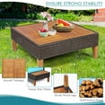 thumbnail image 4 of Costway 4PCS Patio Rattan Furniture Set Cushioned Loveseat w/Wooden Side Table Turquoise, 4 of 7
