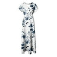 thumbnail image 6 of vigerkar Women's Casual V Neck Maxi Dress with Short Sleeve Sexy Elegant Floral Dress Navy, XXL, 6 of 7