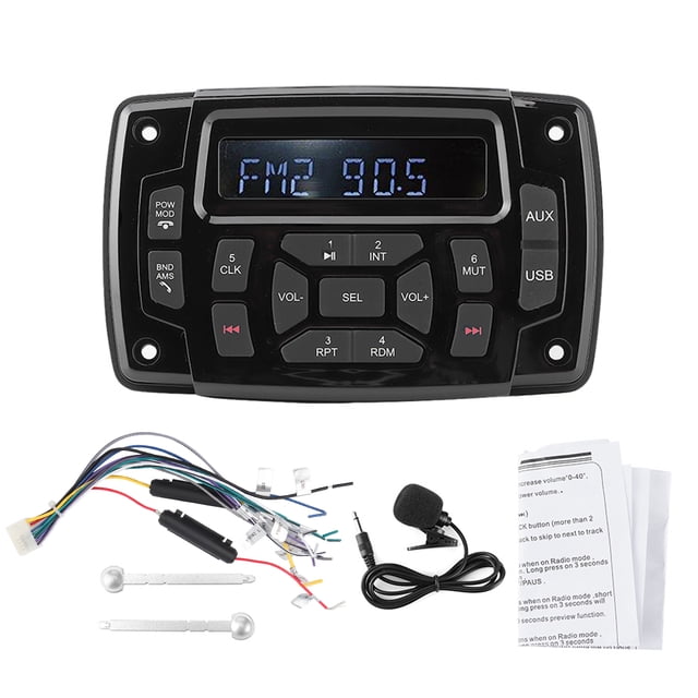 Reproductor MP3 de 12 V con Bluetooth, FM, AM, estéreo, IP66, accesorio impermeable para embarcaciones marinas.