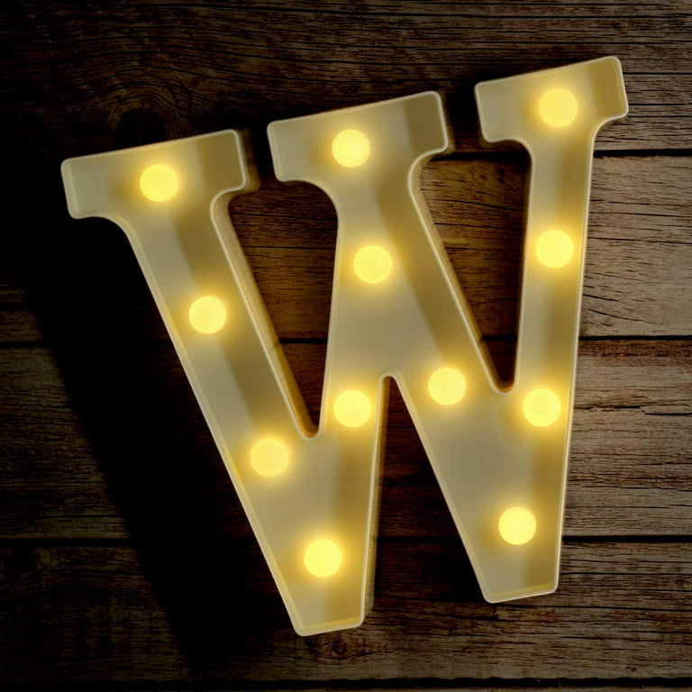 Alphabet Light Marquee Letters Sign with Shining Bulbs Standing Night Lamp  for Wedding Home Party Bar D cor Battery Powered Warm White Letter W