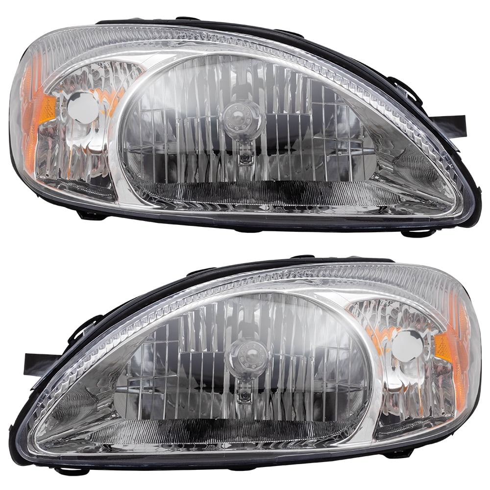 Halogen Headlights Headlamps with Chrome Bezel Pair Set Replacement for 00-07 Ford Taurus 1F1Z13008AB 1F1Z13008AA 
