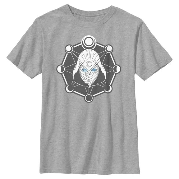 Boy's Marvel: Moon Knight Mask and Moon Phases Graphic Tee Athletic Heather Large