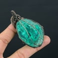 thumbnail image 4 of Natural Aqua Crystal Gemstone Handmade Copper Wire Wrap Pendant 2.95", 4 of 4