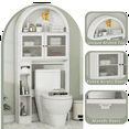 thumbnail image 2 of Over The Toilet Storage Cabinet, Over Toilet Cabinet 3-Tier Adjustable Shelves with Acrylic Doors, Freestanding Bathroom Organizer for Toiletries & Towels, Modern Arched Design White, 2 of 7