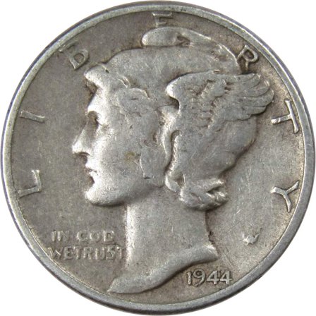 1944 Mercury Dime F Fine 90% Silver 10c US Coin Collectible