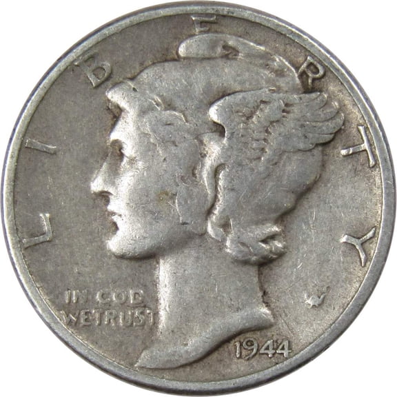 1944 Mercury Dime F Fine 90% Silver 10c US Coin Collectible