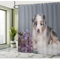 thumbnail image 4 of Ambesonne Dog Lovers Shower Curtain, Puppy with Lilac Flowers, 69"Wx70"L, Pale Chocolate and Violet, 4 of 4
