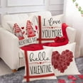 thumbnail image 4 of Valentines Day Pillow Covers Set of 4 Hello Valentine Gnome Roses Flower Heart I Love You More Throw Pillow Cases 16x16 Inch Cotton Linen Spring Farmhouse Decorations Cushion Cover Red, 4 of 5