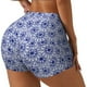 thumbnail image 1 of Fotbe Blue And White Flowers Shorts Sin Costuras – Shorts Deportivos de Cintura Alta para Mujer, Elásticos para Gimnasio, Yoga, Running o Ciclismo-Medium, 1 of 8