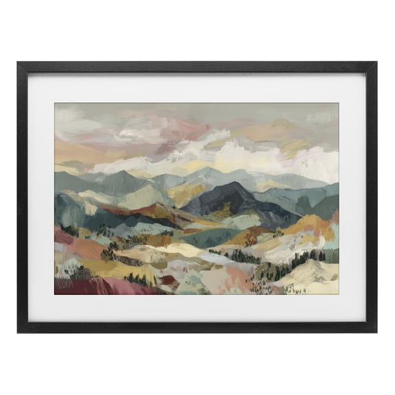Stupell Industries Contemporary Mountain Valley Vista Black Framed Print Under Glass, 20 x 14, by Chromatic Storm Studio