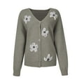 thumbnail image 5 of IROINNID Womens Cardigans Long Sleeve Buttons Long Sleeve Floral Coat Cardigan Sweater,Khaki, 5 of 9