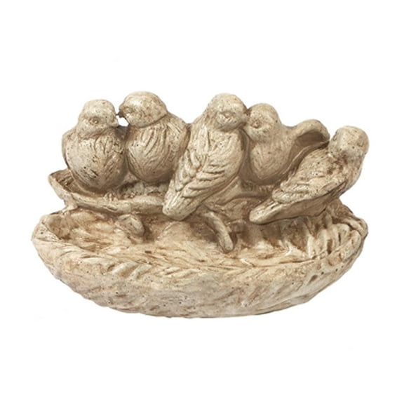 Solid Rock Stoneworks Hungry Birds Concrete Statue, 6" Tall, Buff Color