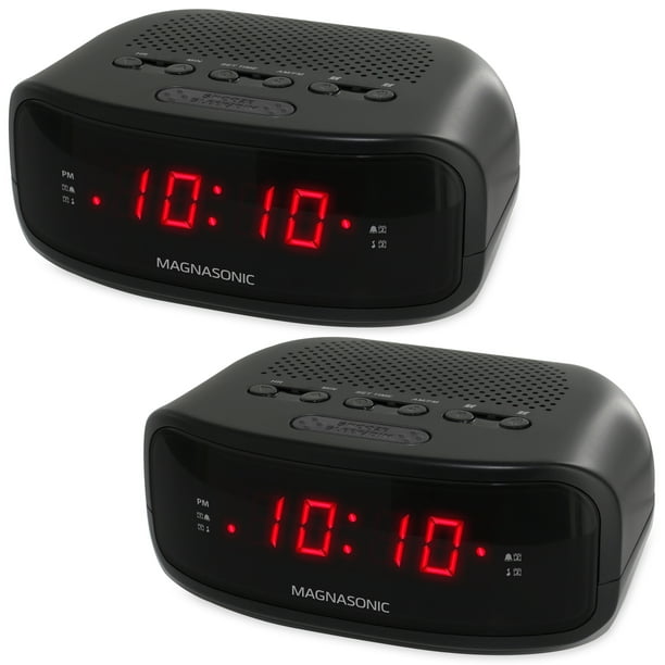 Magnasonic Radio-réveil Numérique AM/FM avec Batterie de Secours et Double Alarme - EAAC200 (2 Pack)