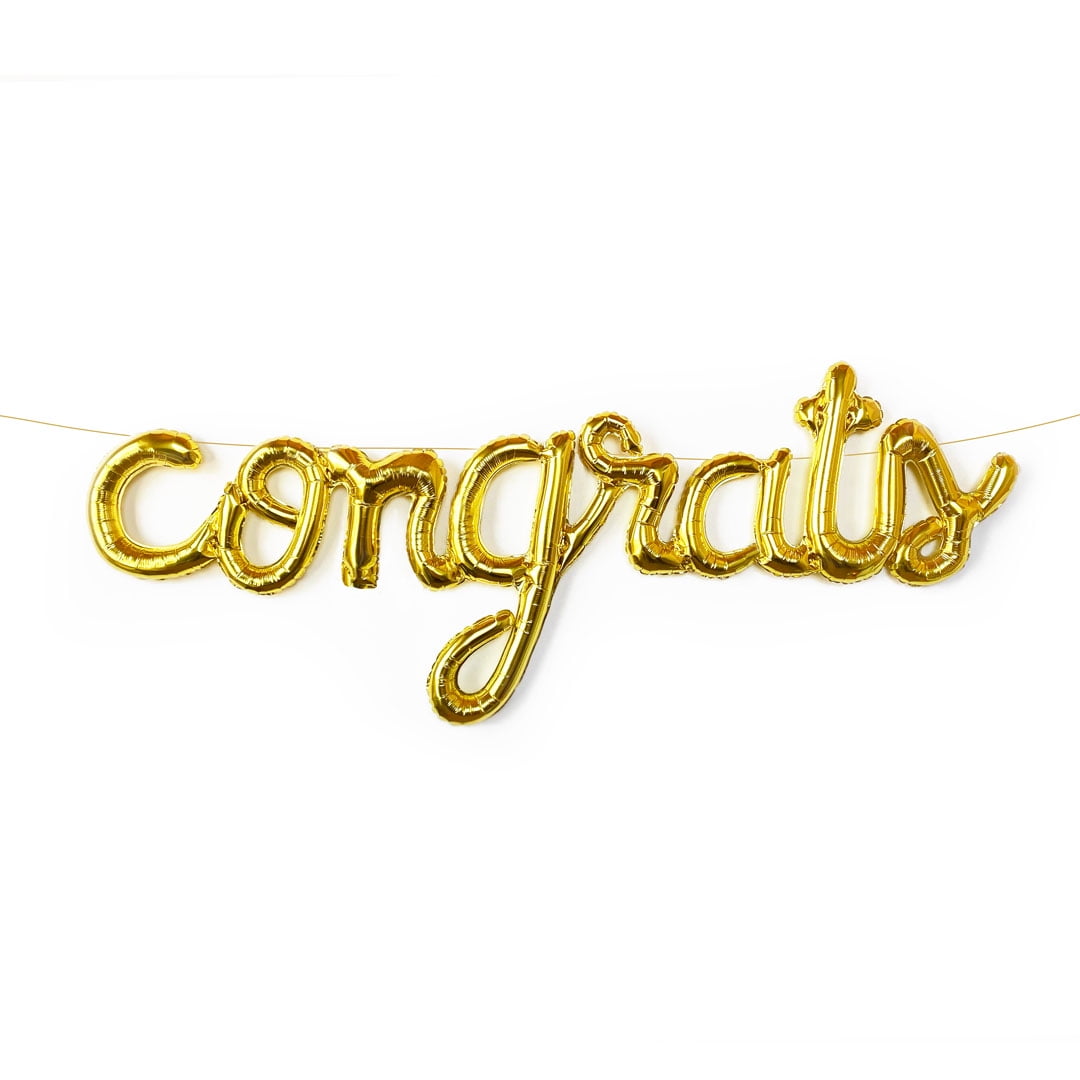 Packed Party 'Congrats' Gold Mylar Balloon Banner