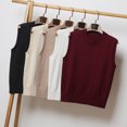 thumbnail image 4 of Taqqpue Womens Crewneck Knit Sweater Vest Plus Size Solid Color Sleeveless Loose Crop Pullover Knitwear Tops Vest Oversized Womens Sweater Vest Tops,Christmas Gifts for Women, 4 of 5