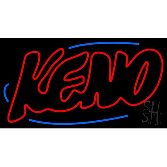 Keno LED Neon Sign 13 x 24 - inches, Black Square Cut Acrylic Backing, with Dimmer - Bright and Premium built indoor LED Neon Sign for wall décor, arcarde, and storefront.