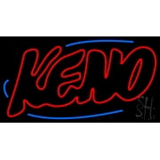 Keno LED Neon Sign 13 x 24 - inches, Black Square Cut Acrylic Backing, with Dimmer - Bright and Premium built indoor LED Neon Sign for wall d cor, arcarde, and storefront.