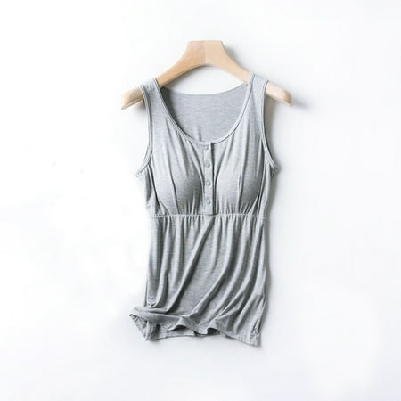 MORESEC Tank Tops for Breastfeeding Women Nursing Tops Maternity Shirts with Built-in-Bra for Workout Sleeping Traveling Nursing Sports Bras Wireless Bralette Wireless Bralette