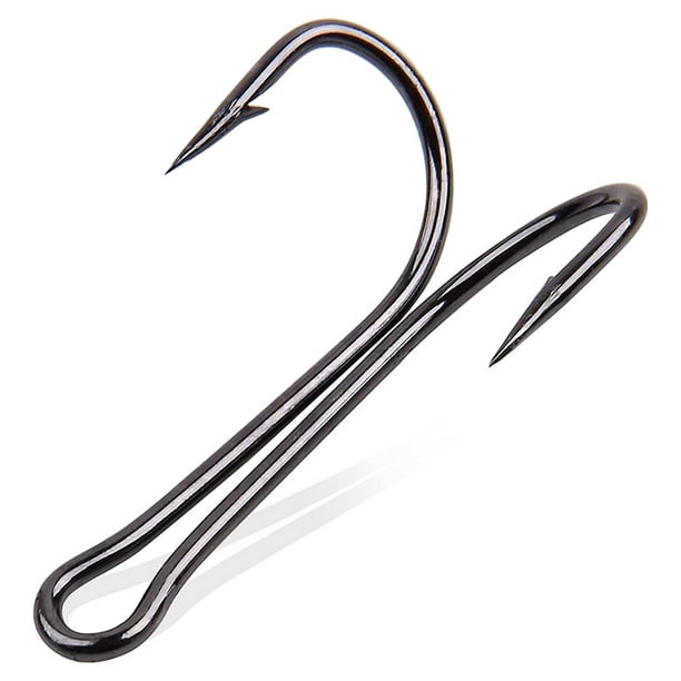 Edtara 50pcs Classic Double Fishing Hooks With Barbs High Carbon Steel Fishhooks For Saltwater Freshwater No. 2/0
