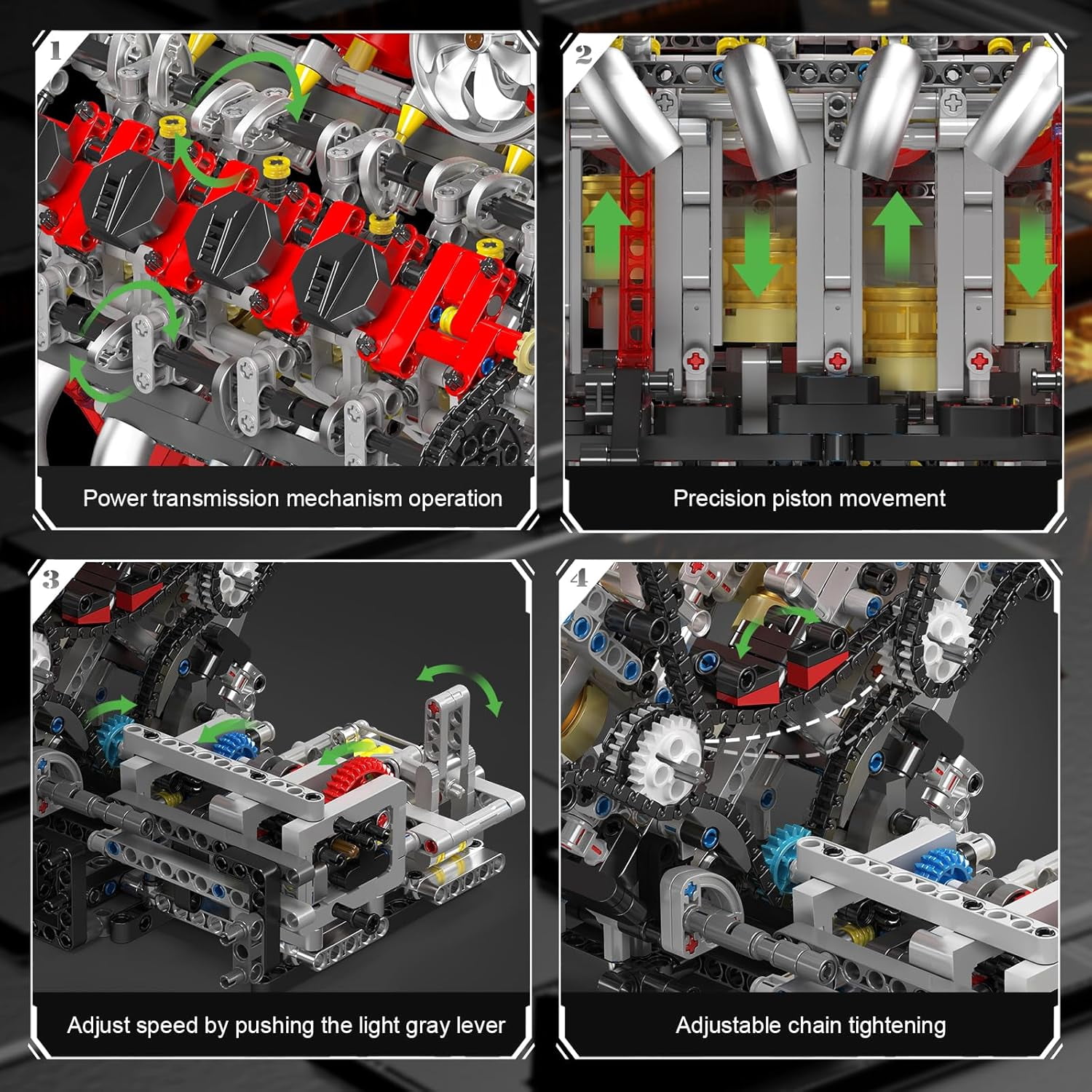 V8 Engine Building Blocks Sets, V8 Engine Model Kit That Runs, MOC Engineering Model Building Kit with Battery and Motor, 2718 PCS Building Blocks
