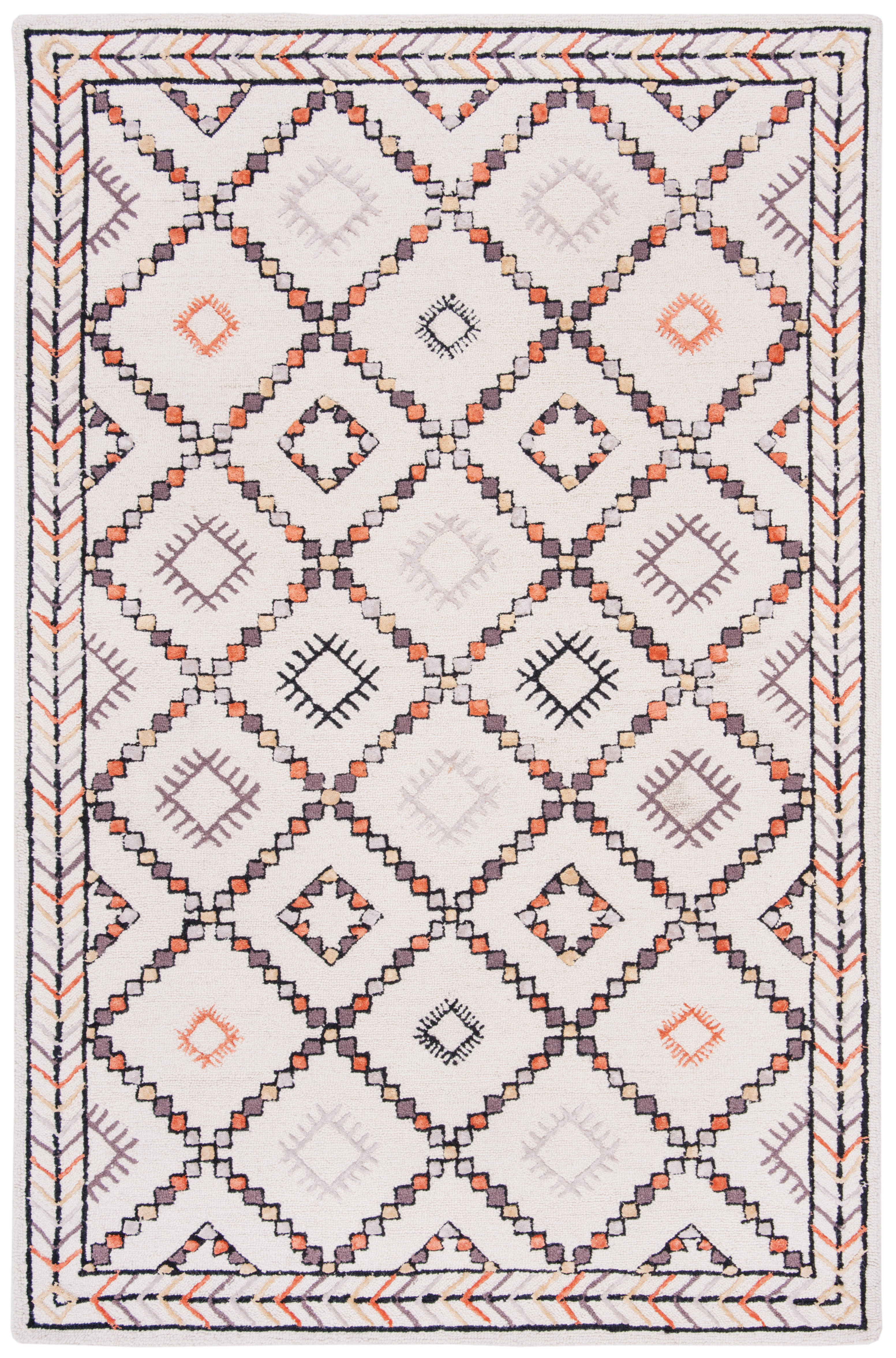 SAFAVIEH Bellagio Jimney Southwestern Wool Area Rug, Ivory/Multi, 6' x 9'