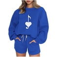 thumbnail image 1 of Puntoco Conjunto De Sudadera Con Pantalón Y top Con Cuello Redondo Y Manga Larga Informal Estampado Para Mujer Azul S, 1 of 3