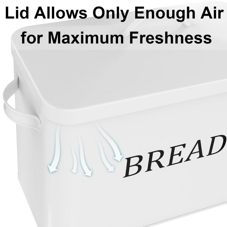 Extra Large Bread Box White | Countertop Space-Saving Vintage Metal Bread Bin