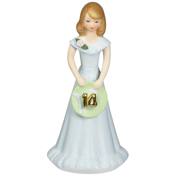 Enesco Growing Up Girls Brunette Age 14 Figurine, Porcelain Multicolor, 6.5in H