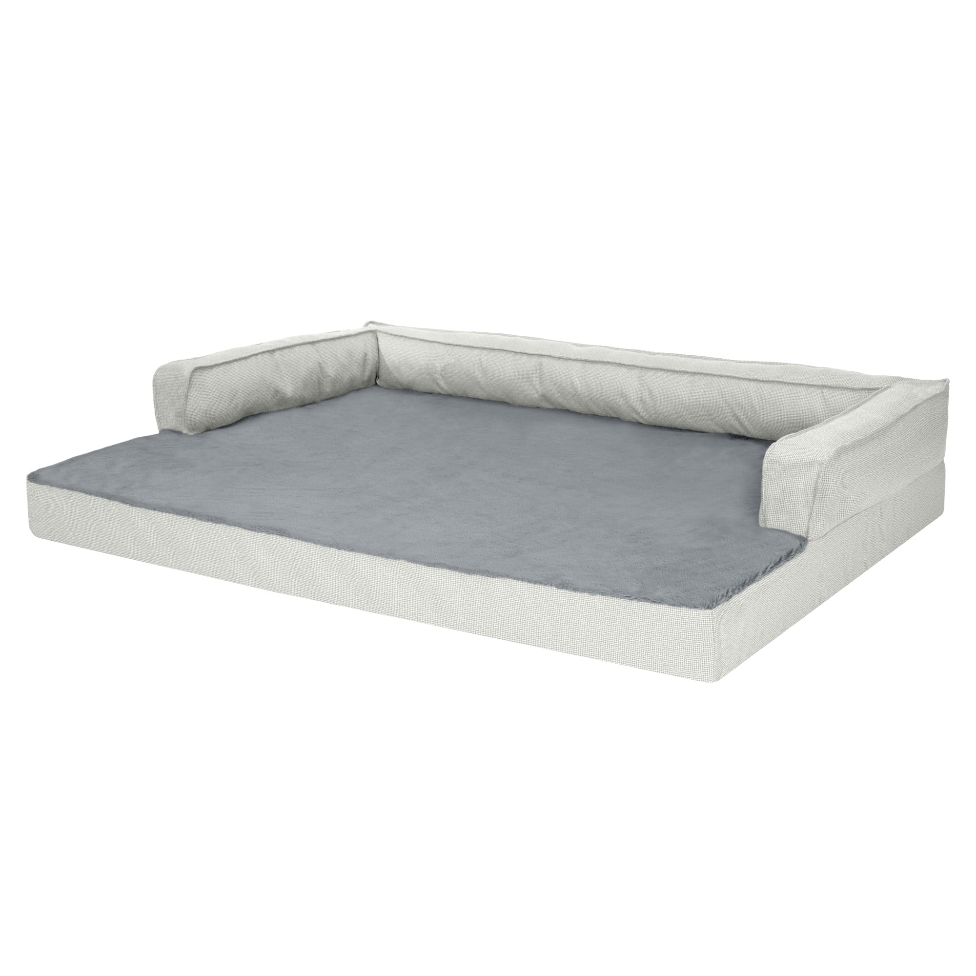 FurHaven Pet Products Plush & Decor Check Comfy Couch Orthopedic Pet Bed for Dogs & Cats - Gray, Jumbo Plus