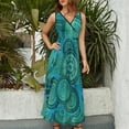 thumbnail image 3 of Robe Sans Manches Motif Tribal Circulaire Bleu Sarcelle Doux Robes de Soirée Femmes Robes Décontractées, 3 of 4