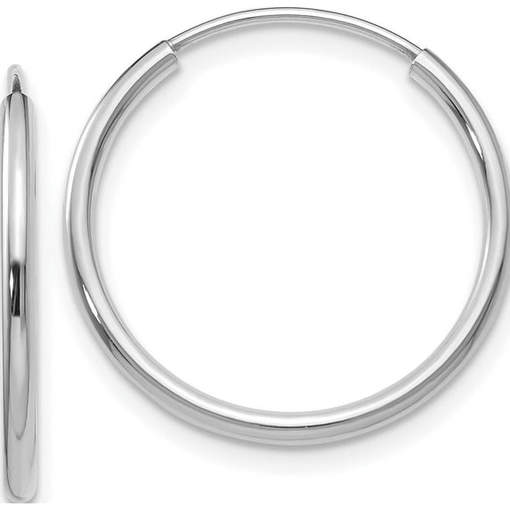 14K White Gold 1.5mm Polished Endless Hoop Earrings (17 X 17) Made In Peru xy1183
