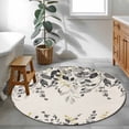 thumbnail image 3 of Round Area Rug 4 Ft, Grey Eucalyptus Washable Non-Slip Circle Carpet for Living Room/Bedroom, Farmhouse Weeping Leaves on Linen Low-Profile Crawling Mats Collection Rugs for Indoor, 3 of 8