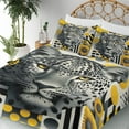 thumbnail image 3 of Ambesonne Leopard Fitted & Top Sheet Set with Shams, Mid Century Modern Wild Cat, Charcoal Grey and Mustard, 3 of 5