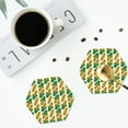 thumbnail image 4 of Lsque Corn Pattern 4" Drink Coasters Set of 4, PVC Leather Absorbent Coasters, Table Coaster Set Decorative Coffee Cup Coasters Housewarming Gift -Hexagon, 4 of 6