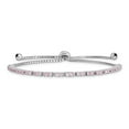 thumbnail image 3 of Sterling Silver Rhodium-plated October Birthstone Pink Cubic Zirconia Adjustable Bracelet, 3 of 5
