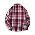 thumbnail image 4 of Men's Casual Plaid Flannel Long Sleeve Button Down Shirt Loose Plus Size Shirts for Men Red L, 4 of 4