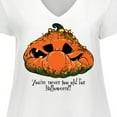 thumbnail image 4 of Inktastic Never Too Old for Halloween Pumpkin Women's Plus Size V-Neck T-Shirt, 4 of 5