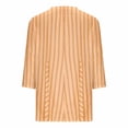 thumbnail image 4 of QQAMB Womens T Shirt V-Neck 3/4 Sleeve Strip Print Loose Casual T Shirt Summer Fashion Blouse Tops Orange L, 4 of 5