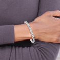 thumbnail image 4 of Auriga Fine Jewelry 925 Sterling Silver Polished Rh-plated Textured Link Hinged Bangle Bracelet for Women, 4 of 6