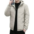 thumbnail image 4 of Gomelly Mens Jacket Long Sleeve Outwear Windproof Overcoats Men's Casual Sport Parka Jackets Solid Color Hooded Puffer Coat Khaki S, 4 of 6