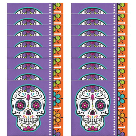 Day of the Dead Skull 16 Ct Halloween Beverage Napkins