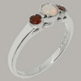 thumbnail image 2 of LBG British Made 9k White Gold Real Natural Opal & Garnet Womens Statement Ring - 33 size options - Size 8, 2 of 7