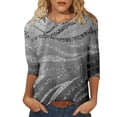 thumbnail image 1 of WEAIXIMIUNG T-Shirt Décontracté pour Femmes, Col Rond, Manches Trois-Quarts, Motif Dégradé, Printemps et Été, 1 of 4