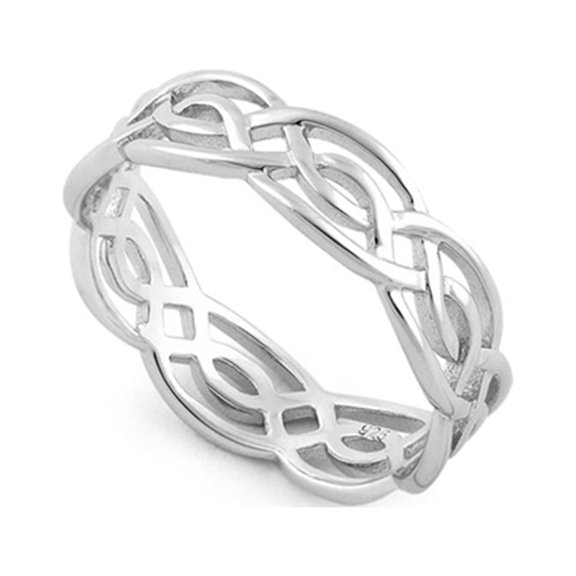 925 Sterling Silver Oxidized Platinum Plated Infinity Celtic Women Valentines Day Gifts Ring