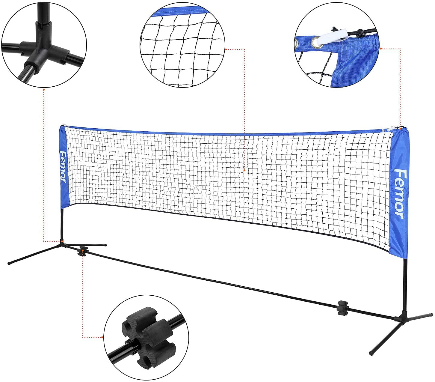 Tennis femor Badminton Net Set with Posts 4m Foldable and Adjustable Height 