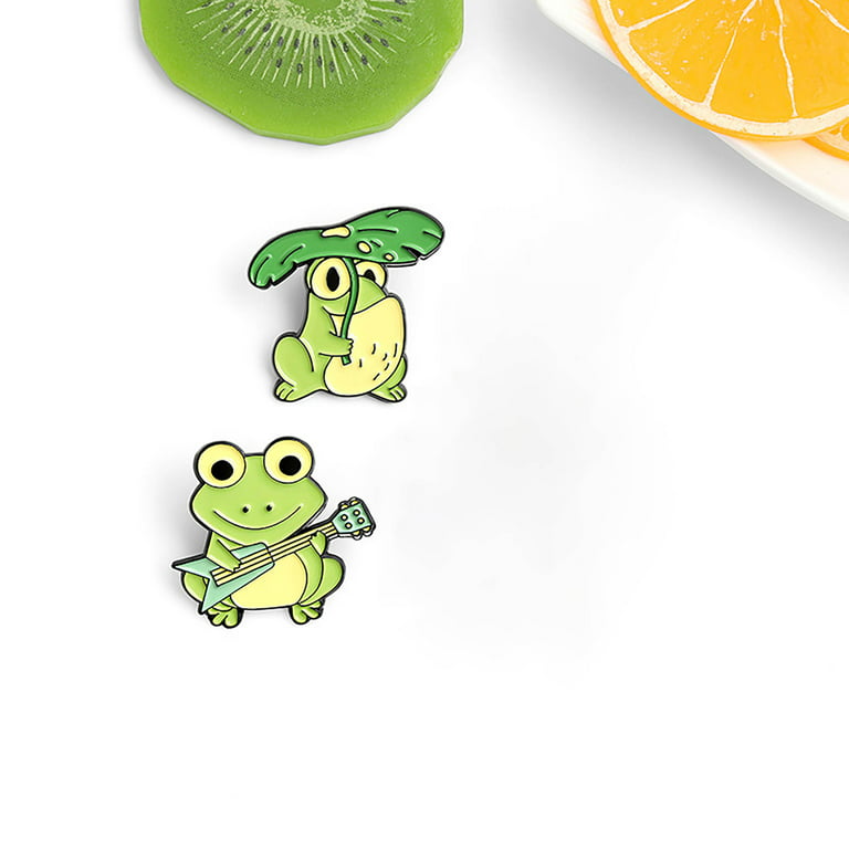 Kawaii Frog Lotus Leaf Hard Enamel Pin Cute Cartoon Flower Frog Brooch  Accessories Collection Badge Jewelry Gift