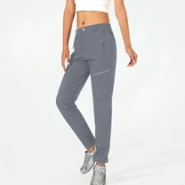 hoksml Women Cargo Pants Joggers Pants Casual Active Pants Solid Color Elastic Waist Button Zippers Pockets Slim Pants Comfy Athletic Track Pants